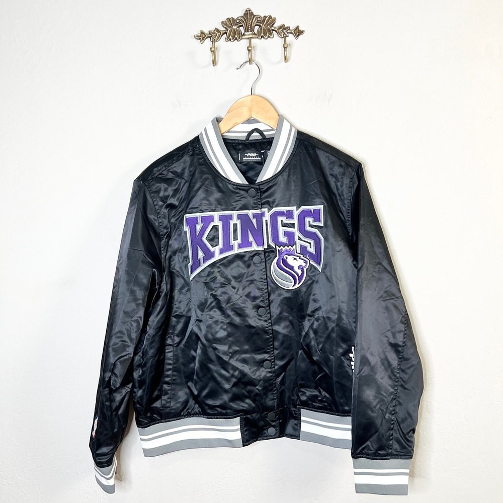 Sacramento Kings Pro Standard NBA Satin Bomber Jacket Youth Size XL Black NEW